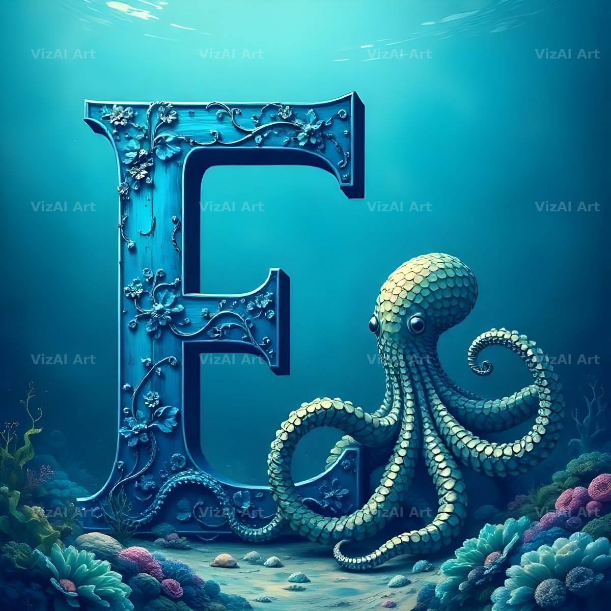Deep Sea Kraken alphabet letter E