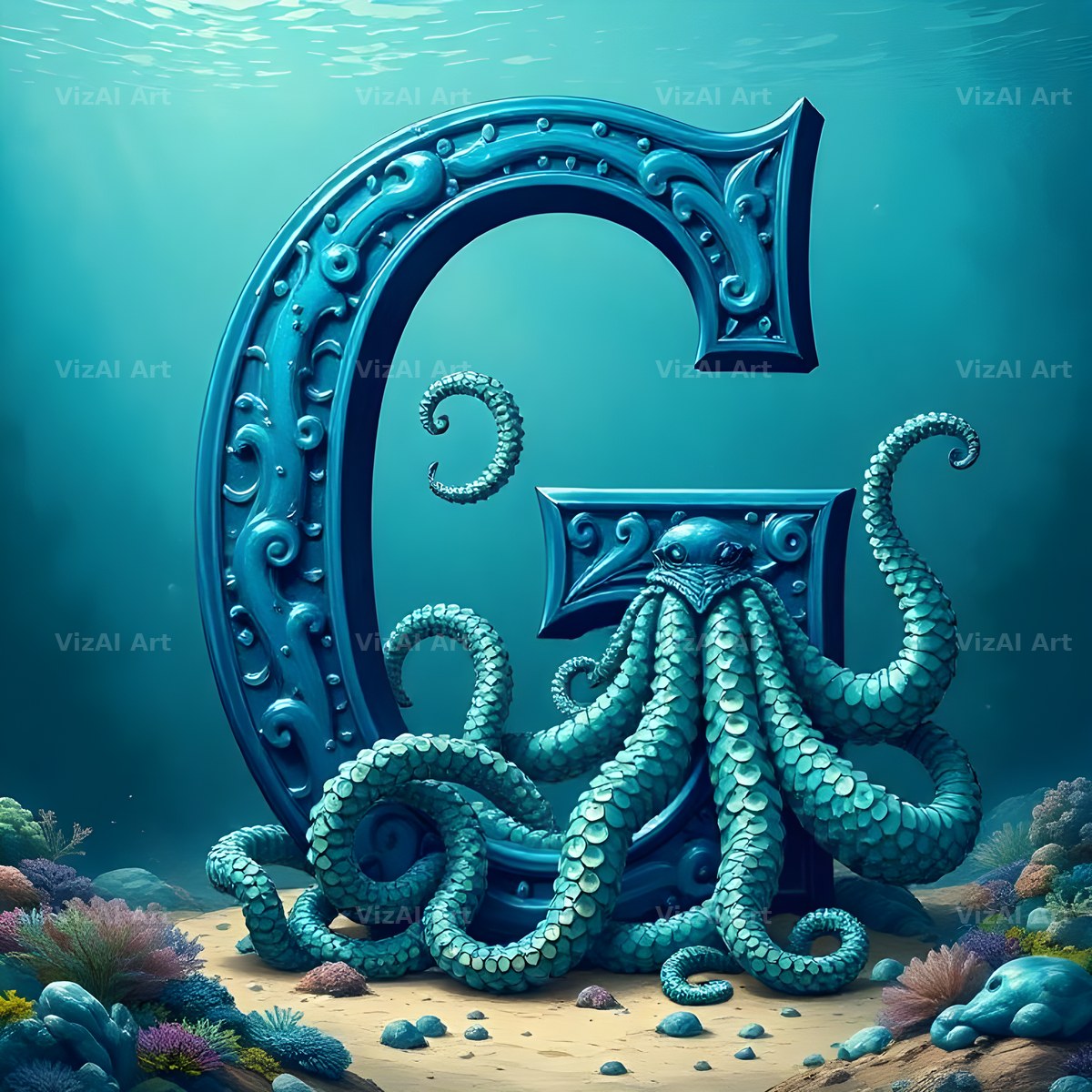 Deep Sea Kraken alphabet letter G