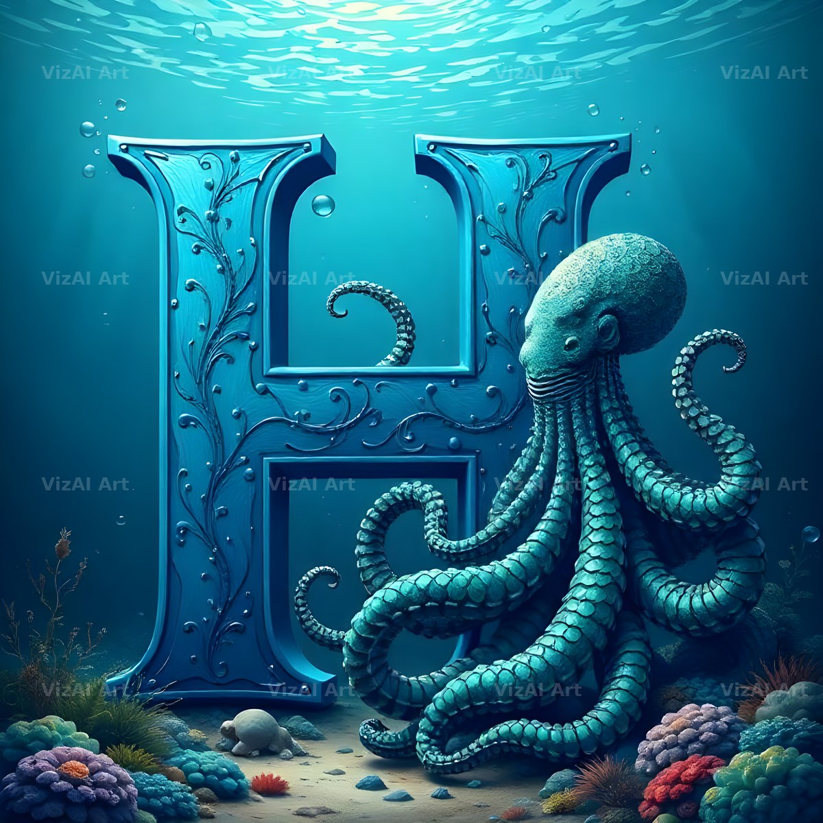 Deep Sea Kraken alphabet letter H