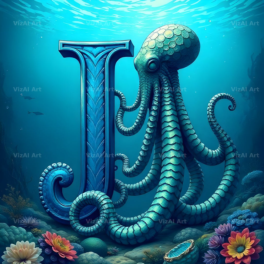 Deep Sea Kraken alphabet letter J