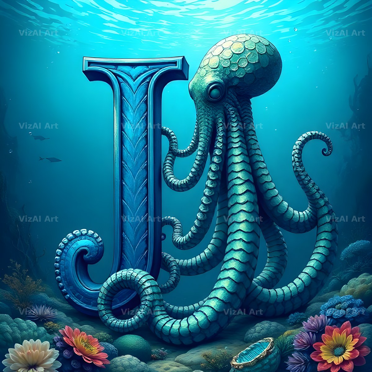Deep Sea Kraken alphabet letter J