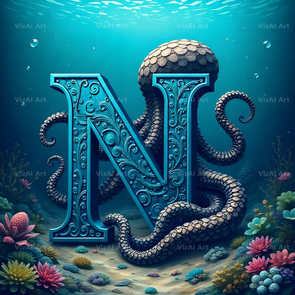 Deep Sea Kraken alphabet letter N