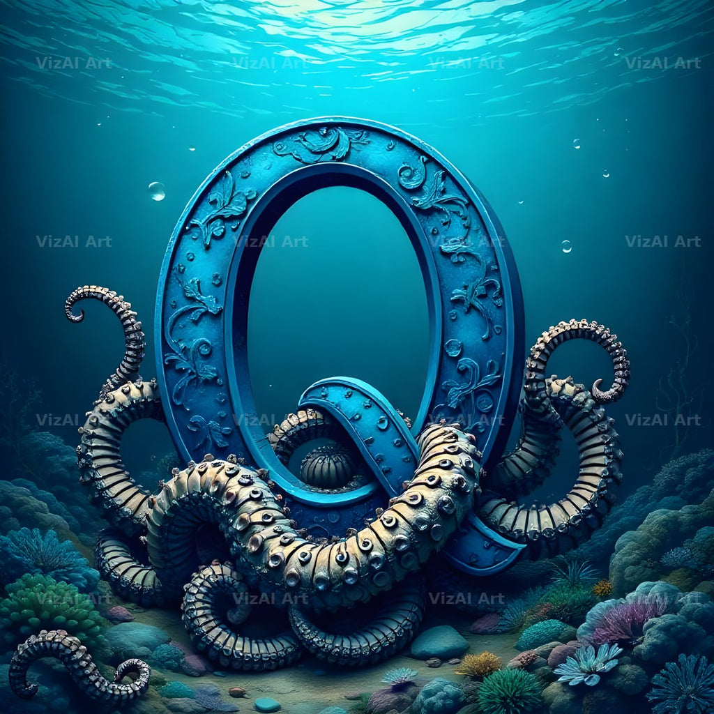 Deep Sea Kraken alphabet letter Q