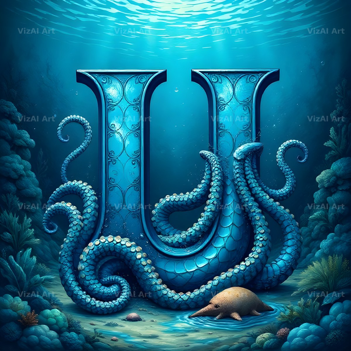 Deep Sea Kraken alphabet letter U