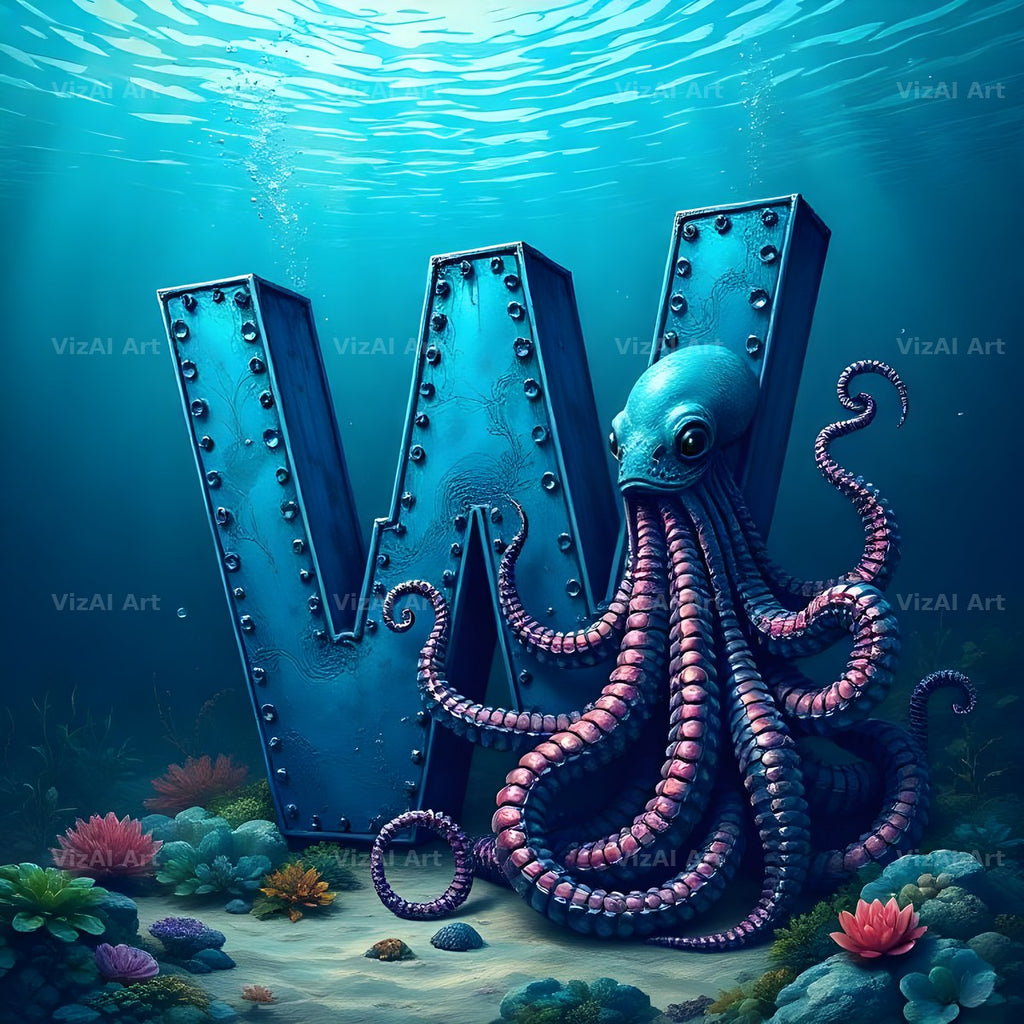 Deep Sea Kraken alphabet letter W