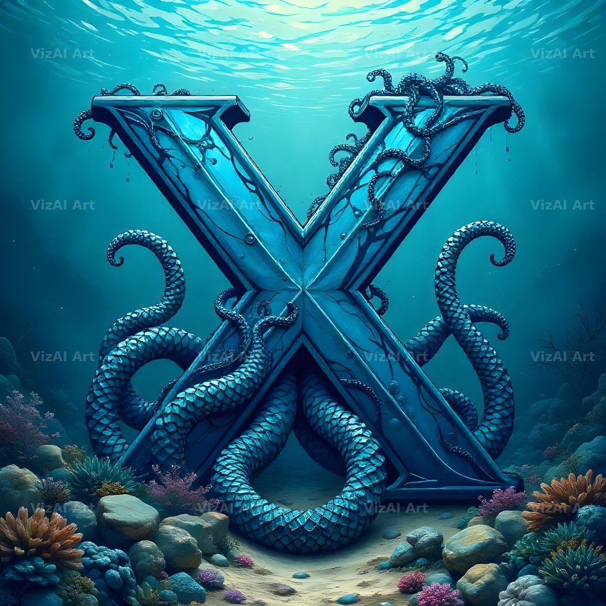 Deep Sea Kraken alphabet letter X