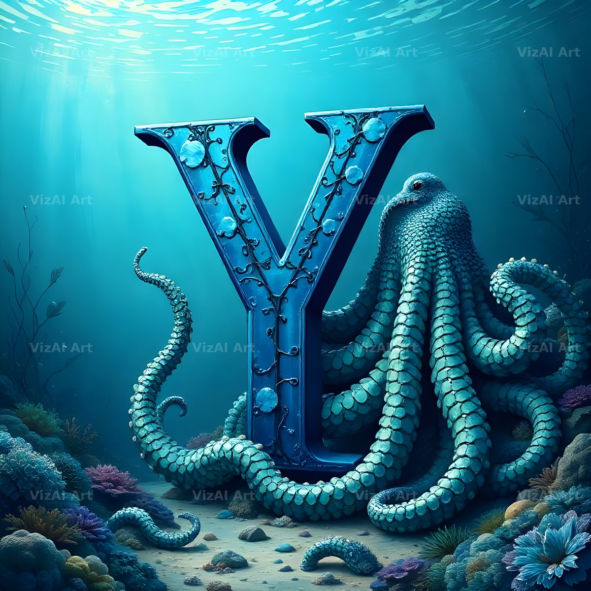 Deep Sea Kraken alphabet letter Y