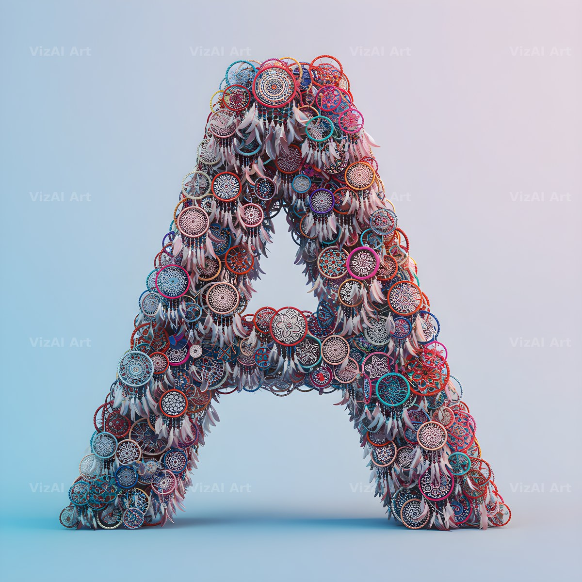 Dusty Rose Dream Catcher alphabet letter A