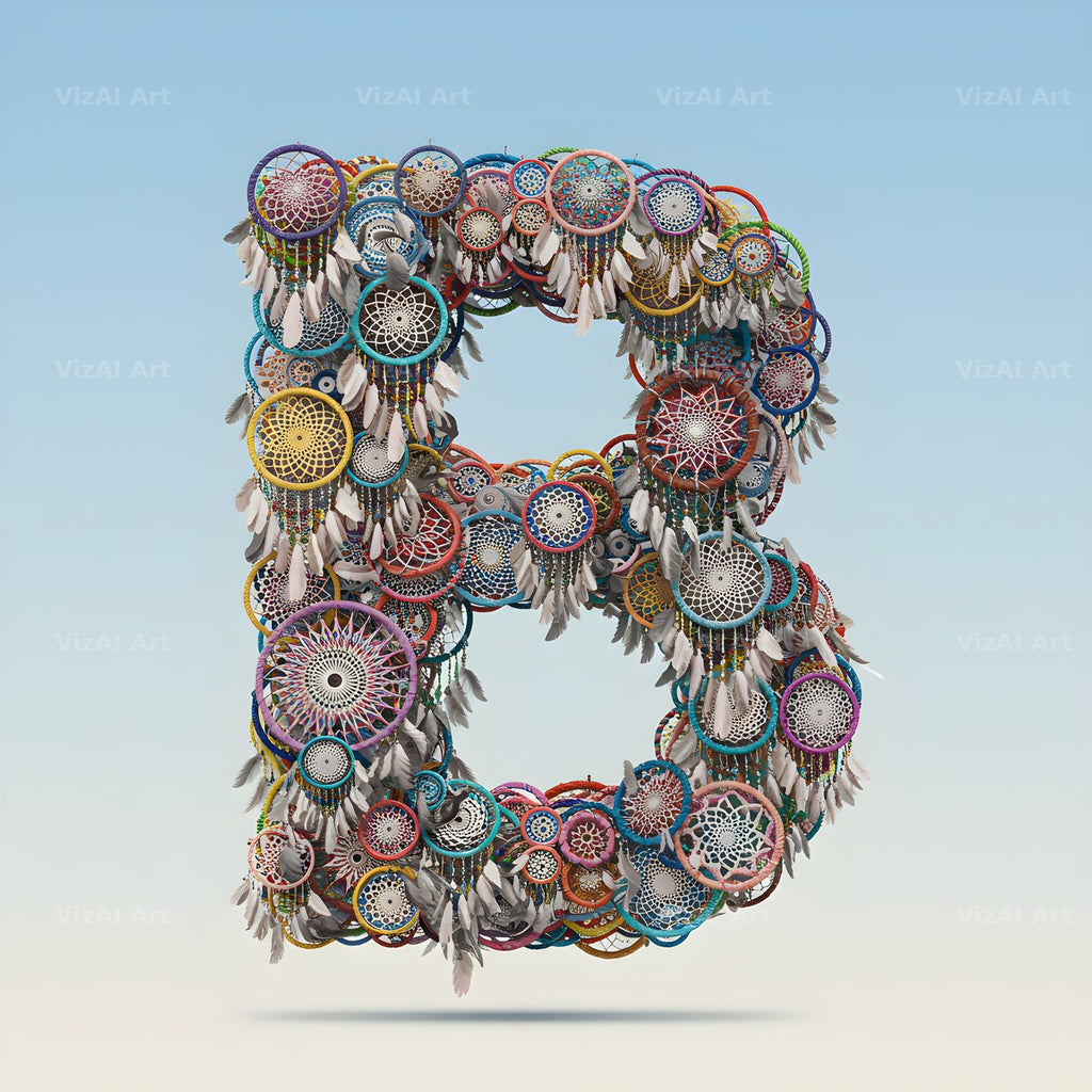 Dusty Rose Dream Catcher alphabet letter B
