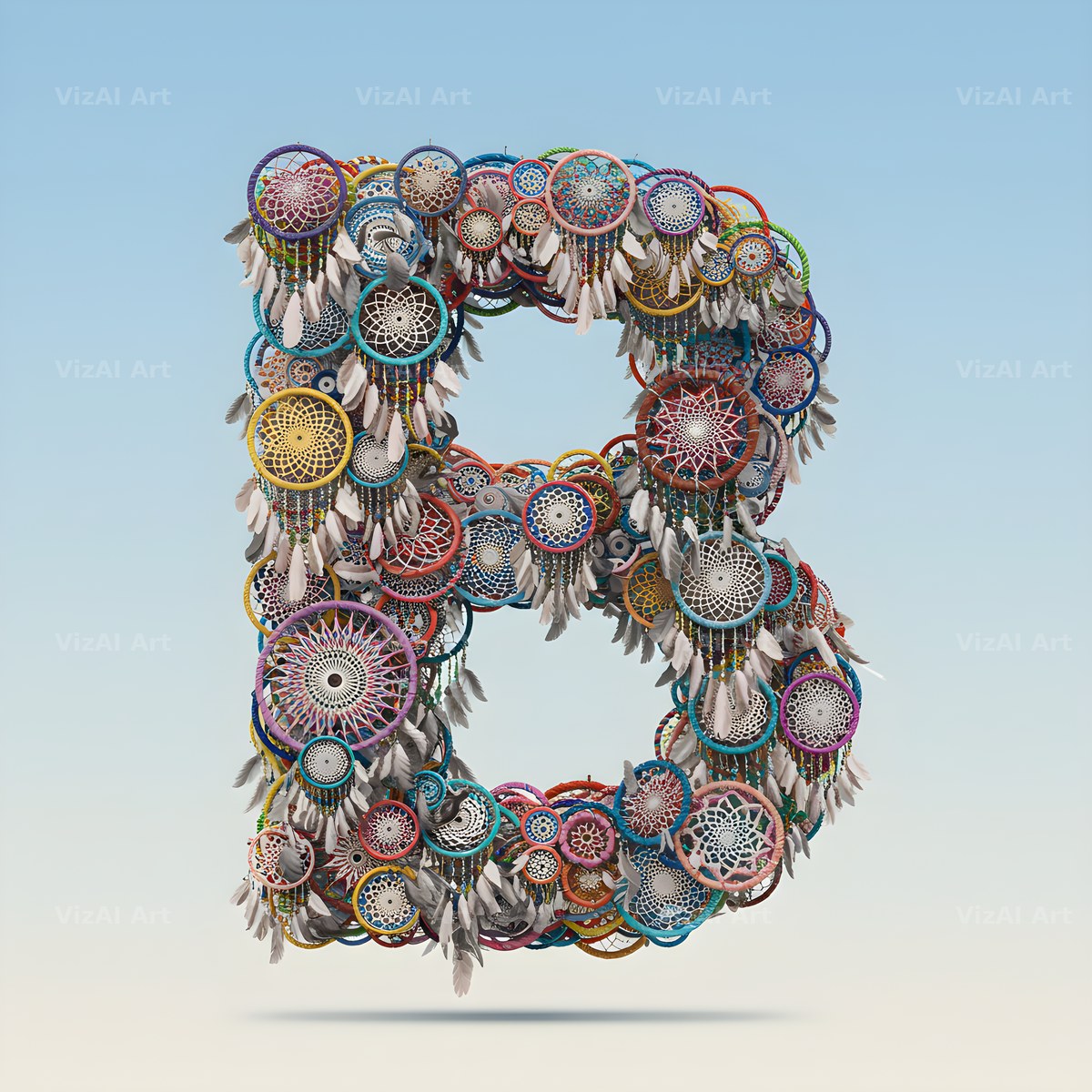Dusty Rose Dream Catcher alphabet letter B