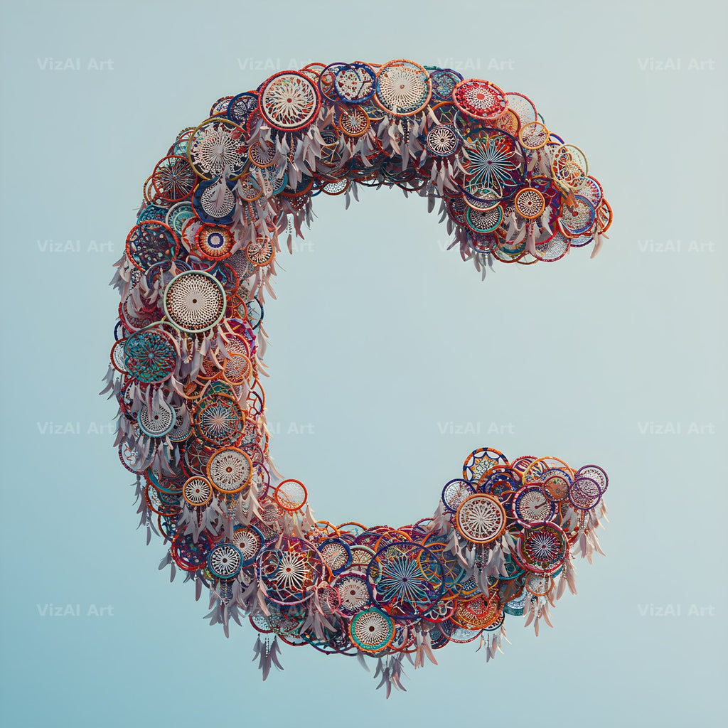 Dusty Rose Dream Catcher alphabet letter C
