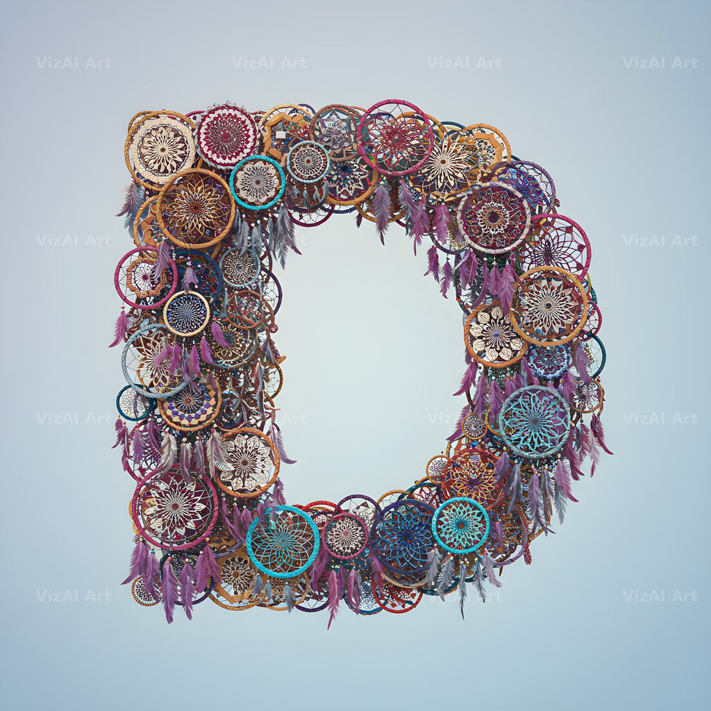 Dusty Rose Dream Catcher alphabet letter D