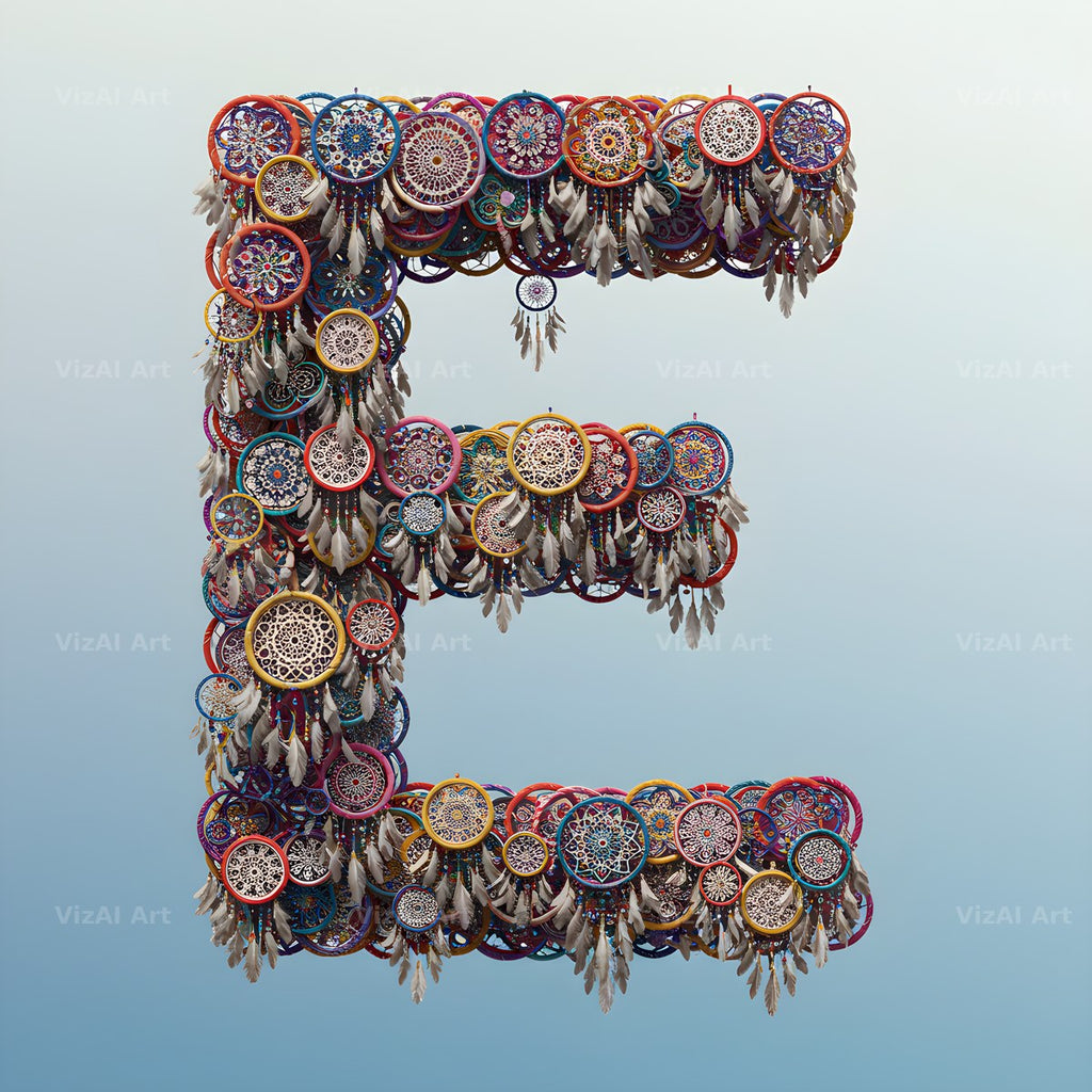 Dusty Rose Dream Catcher alphabet letter E