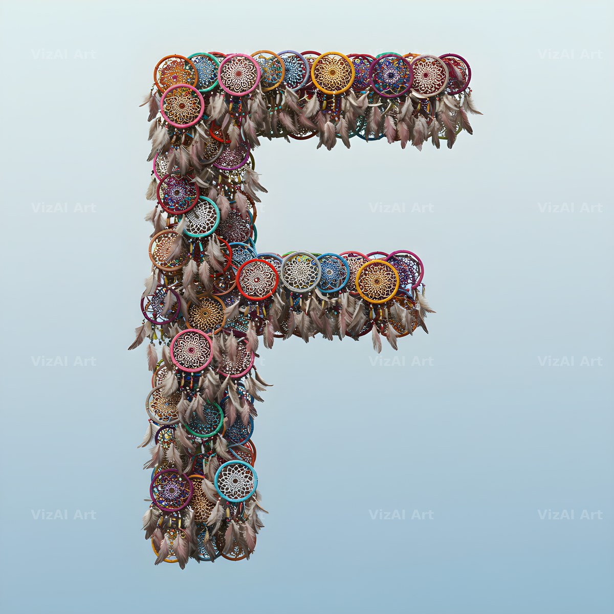 Dusty Rose Dream Catcher alphabet letter F