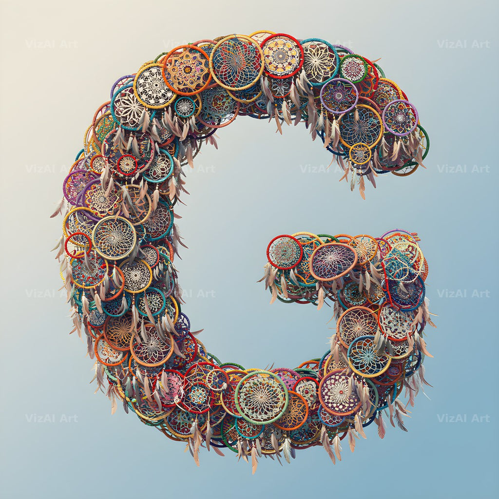 Dusty Rose Dream Catcher alphabet letter G