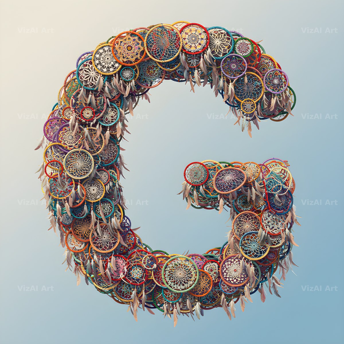 Dusty Rose Dream Catcher alphabet letter G