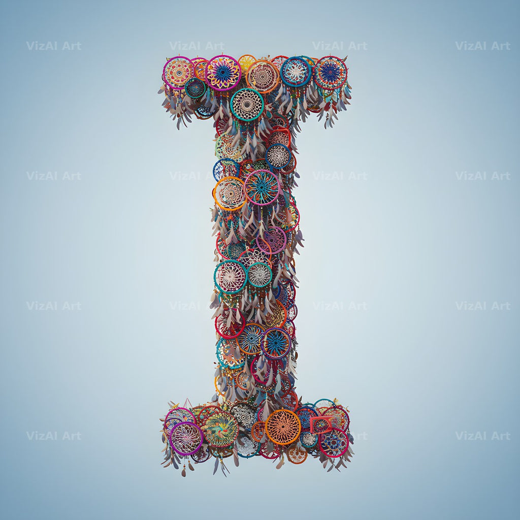 Dusty Rose Dream Catcher alphabet letter I