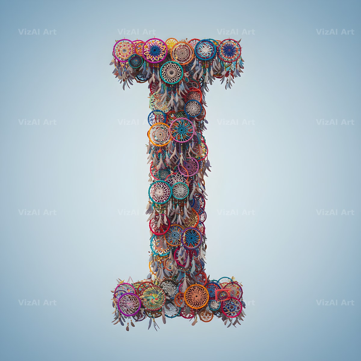 Dusty Rose Dream Catcher alphabet letter I