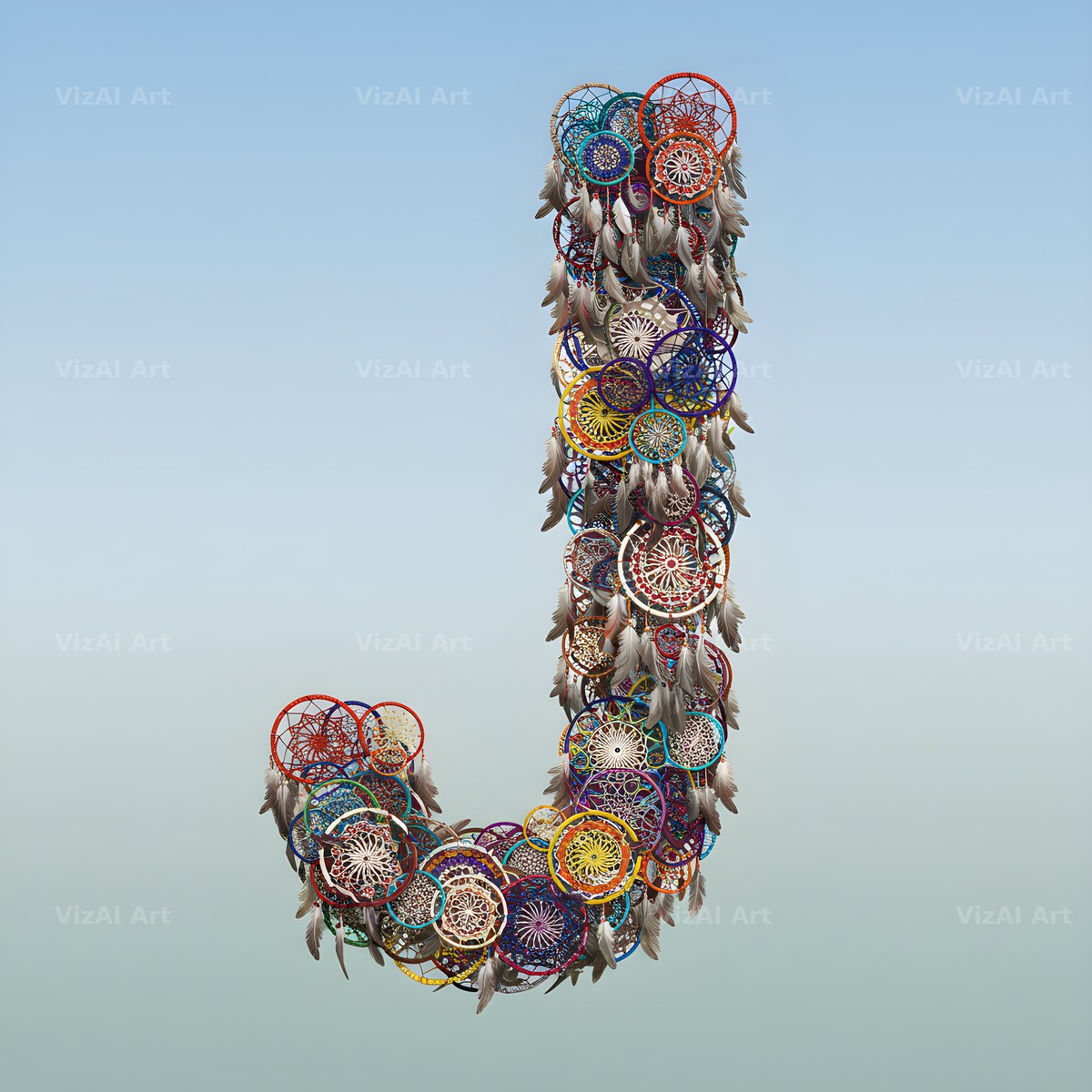 Dusty Rose Dream Catcher alphabet letter J