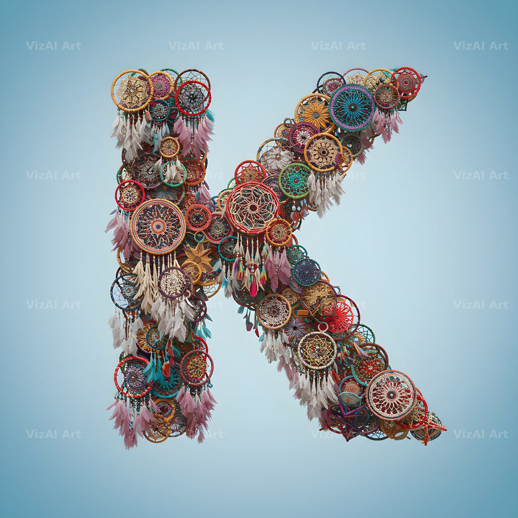 Dusty Rose Dream Catcher alphabet letter K