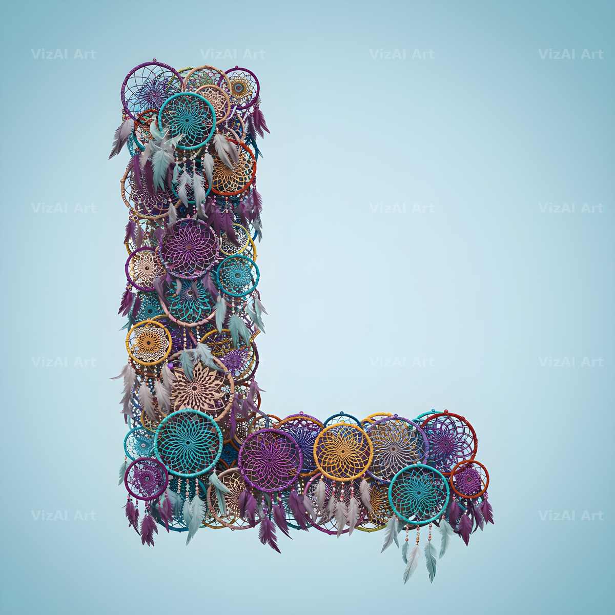 Dusty Rose Dream Catcher alphabet letter L