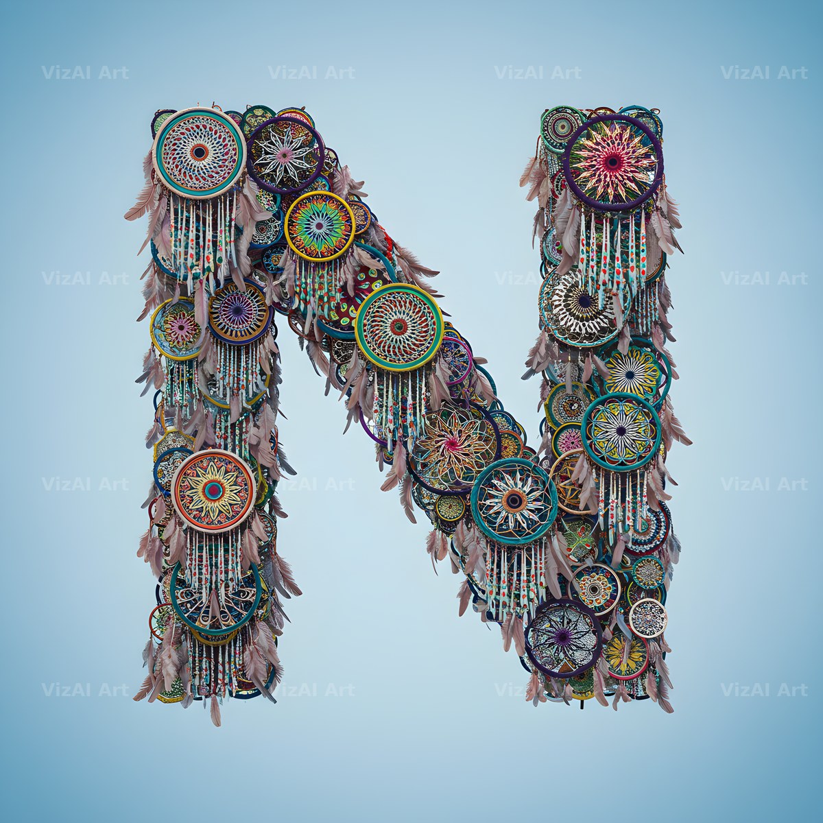 Dusty Rose Dream Catcher alphabet letter N