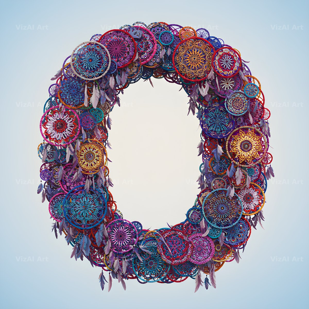 Dusty Rose Dream Catcher alphabet letter O