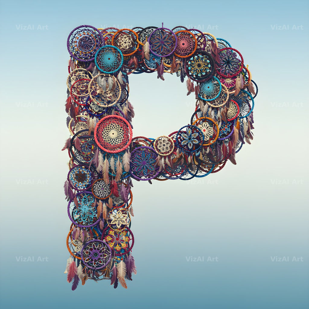 Dusty Rose Dream Catcher alphabet letter P