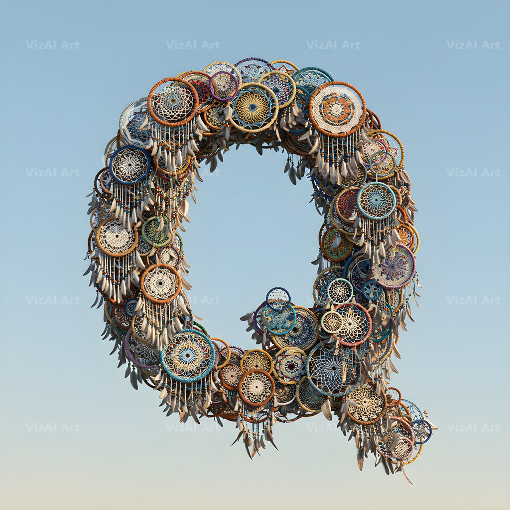 Dusty Rose Dream Catcher alphabet letter Q