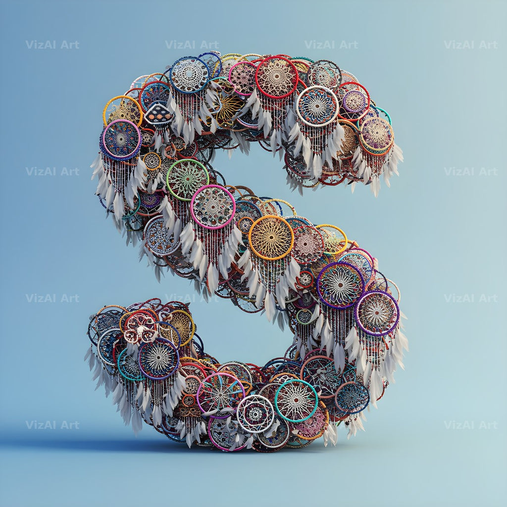 Dusty Rose Dream Catcher alphabet letter S