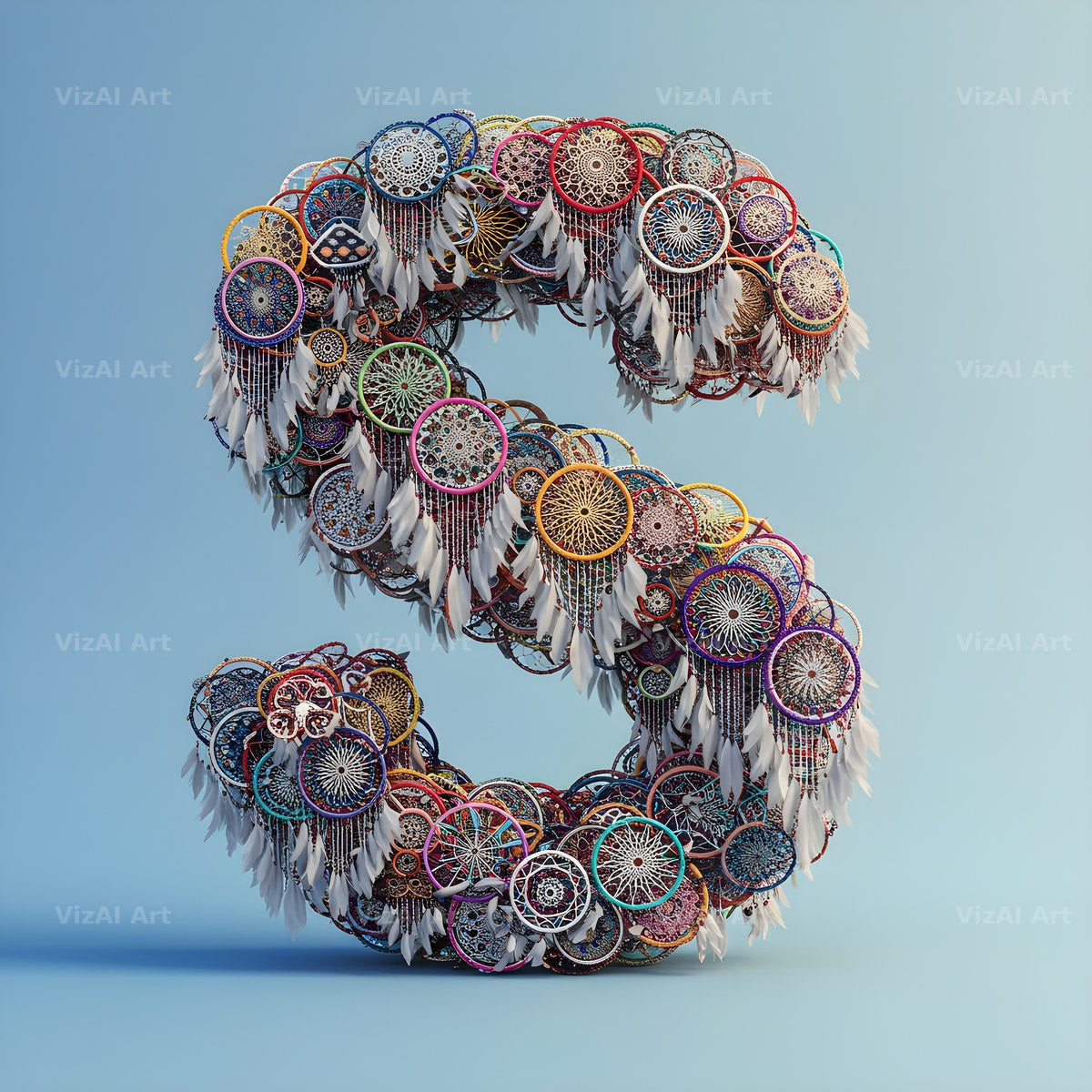 Dusty Rose Dream Catcher alphabet letter S