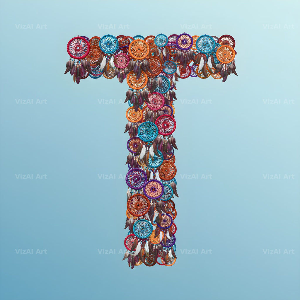 Dusty Rose Dream Catcher alphabet letter T