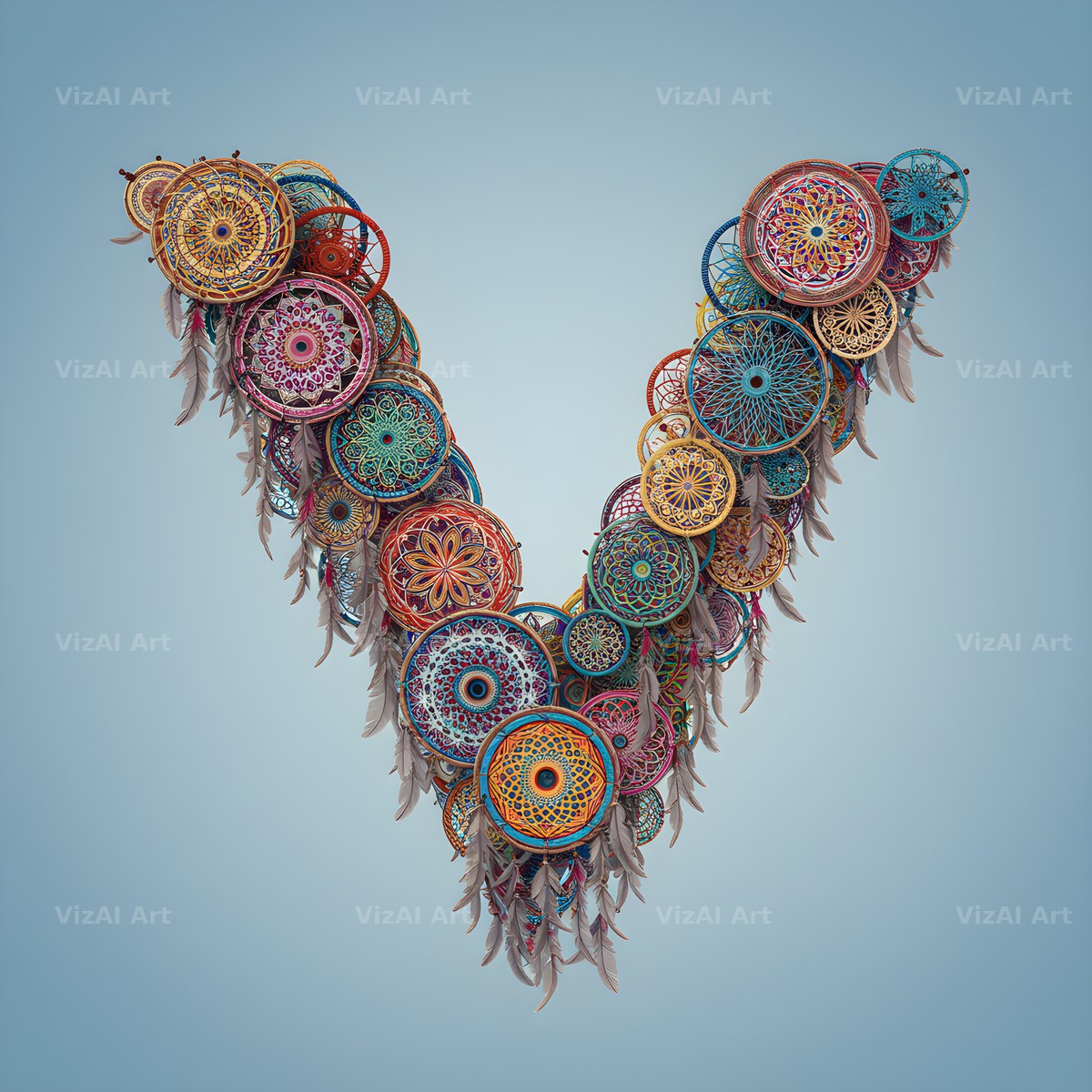 Dusty Rose Dream Catcher alphabet letter V