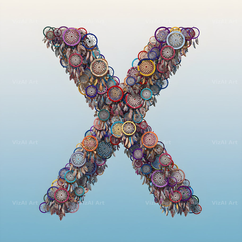Dusty Rose Dream Catcher alphabet letter X