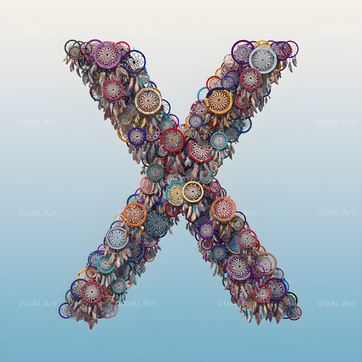 Dusty Rose Dream Catcher alphabet letter X