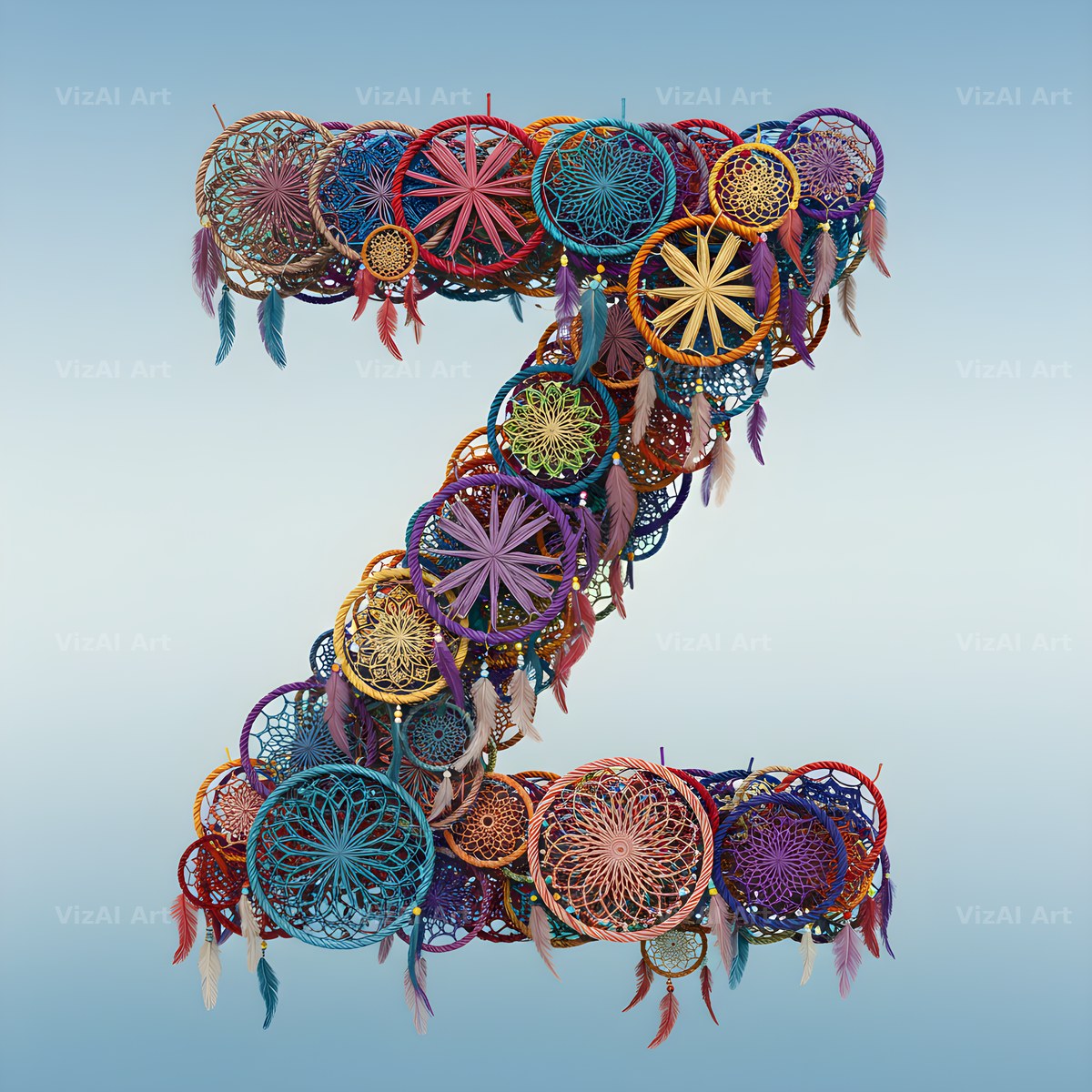 Dusty Rose Dream Catcher alphabet letter Z