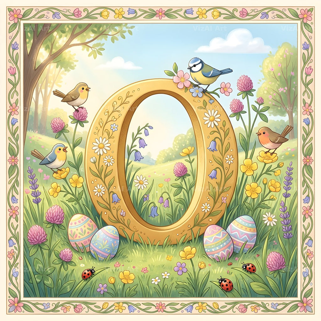 Easter Meadow Morning alphabet letter O