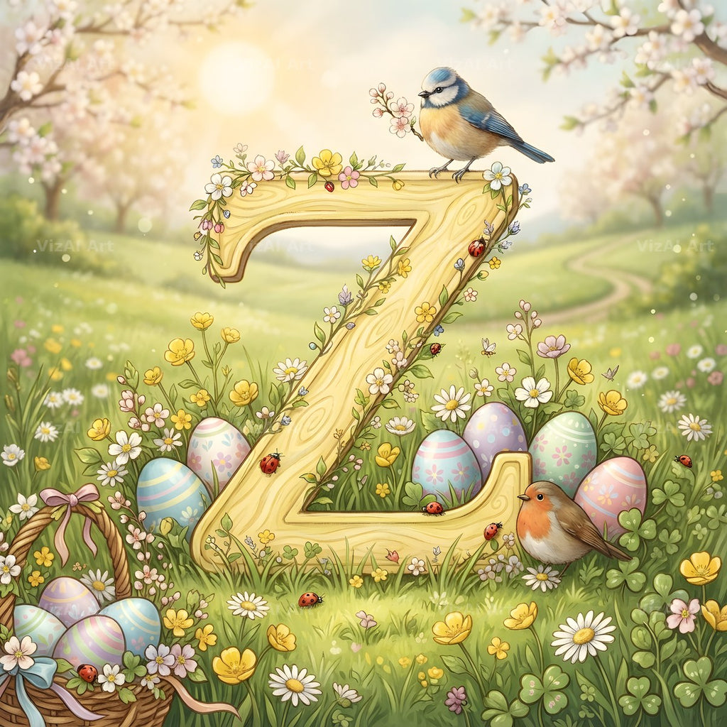 Easter Meadow Morning alphabet letter Z