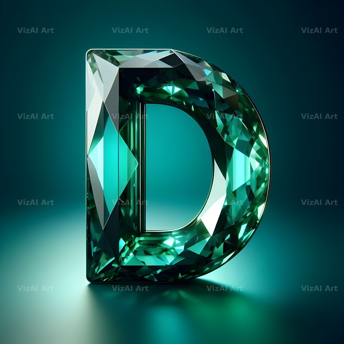 Emerald Crystal alphabet letter D