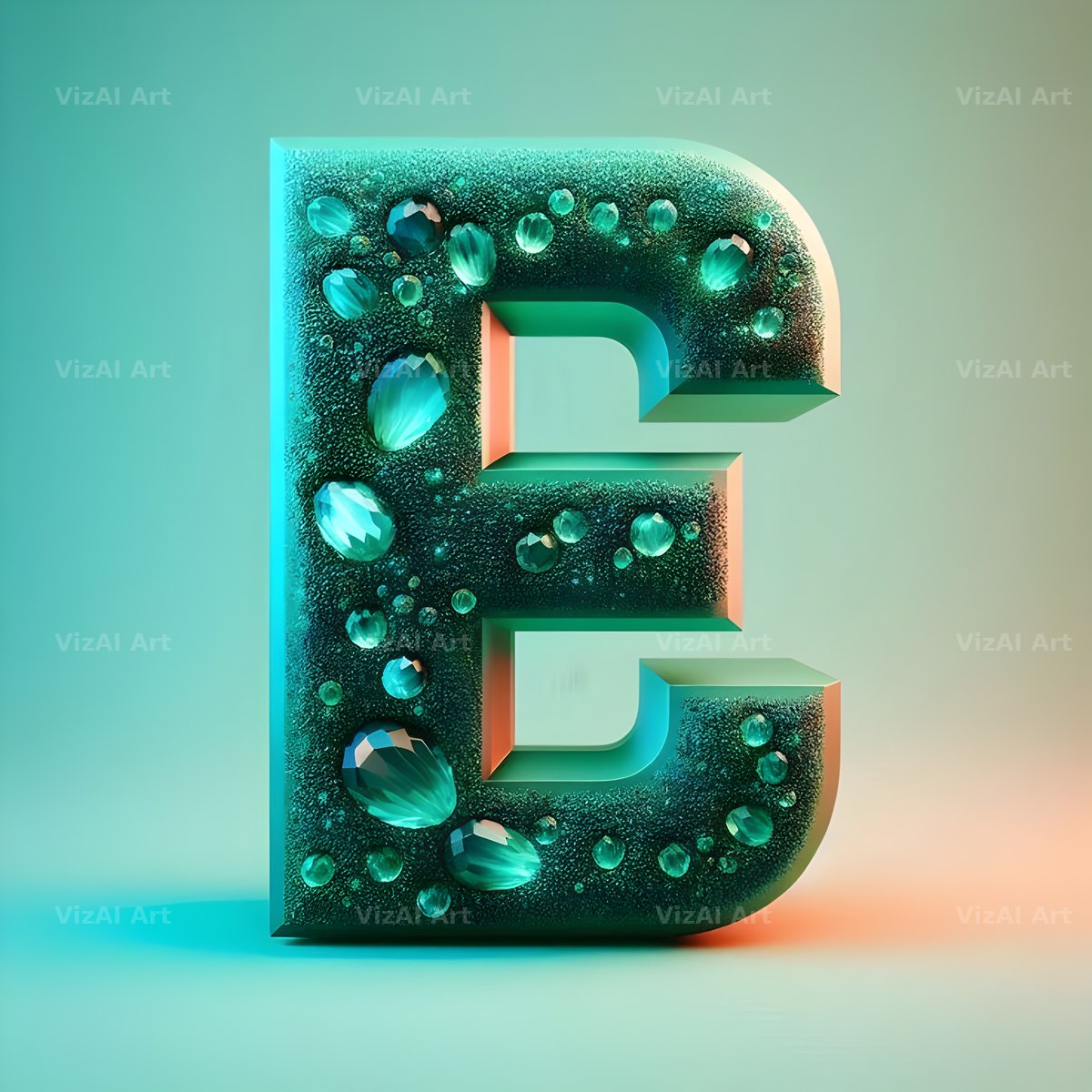Emerald Crystal alphabet letter E