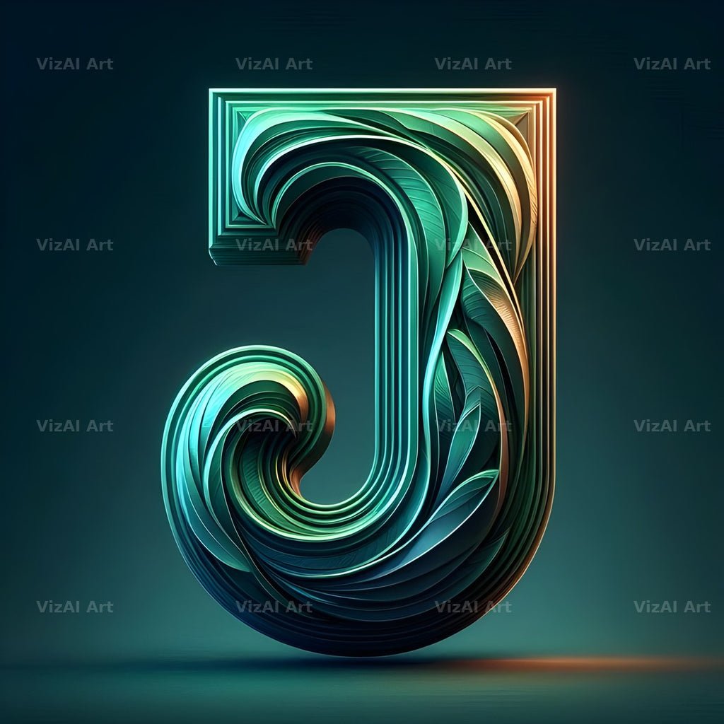Emerald Crystal alphabet letter J