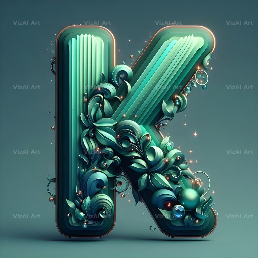 Emerald Crystal alphabet letter K