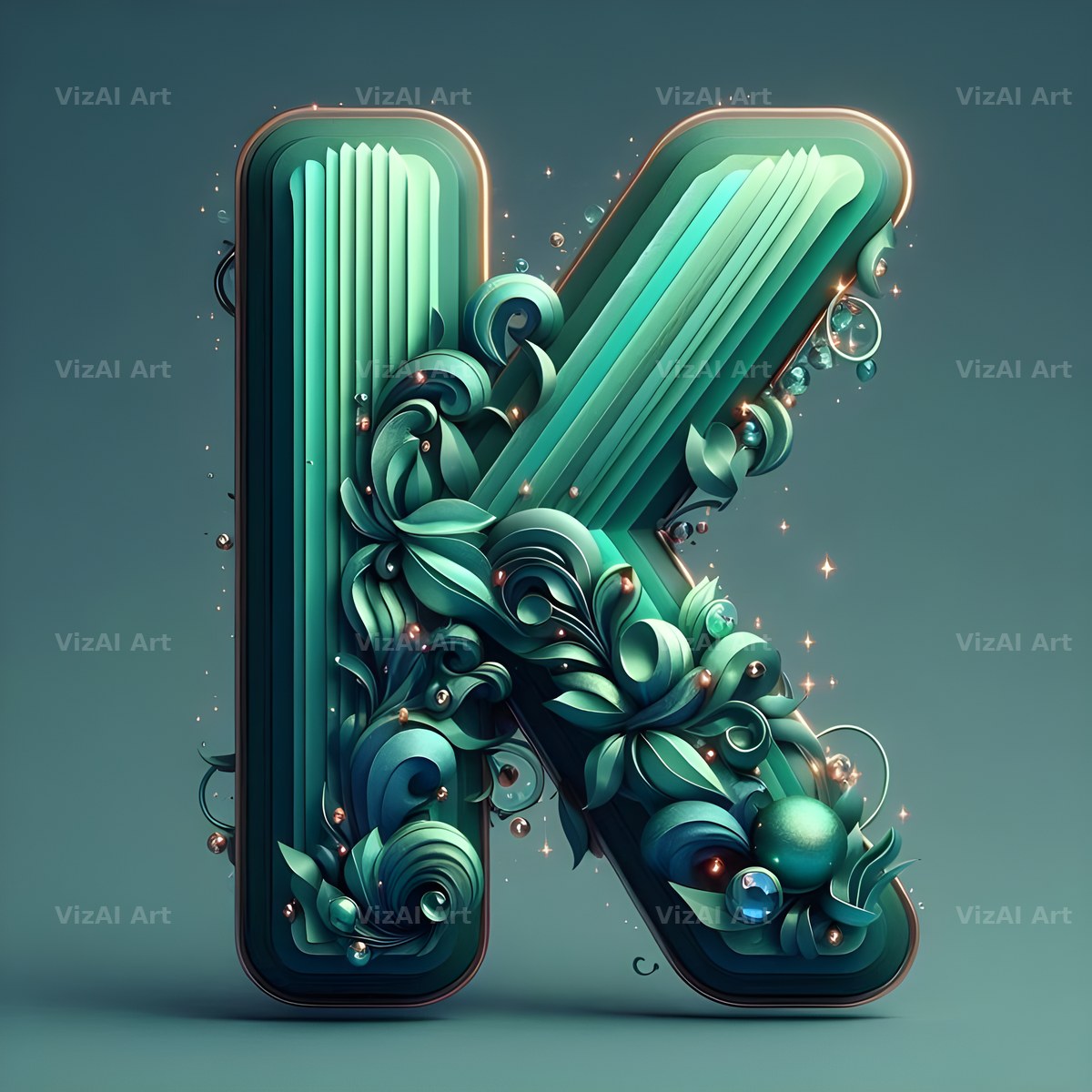 Emerald Crystal alphabet letter K