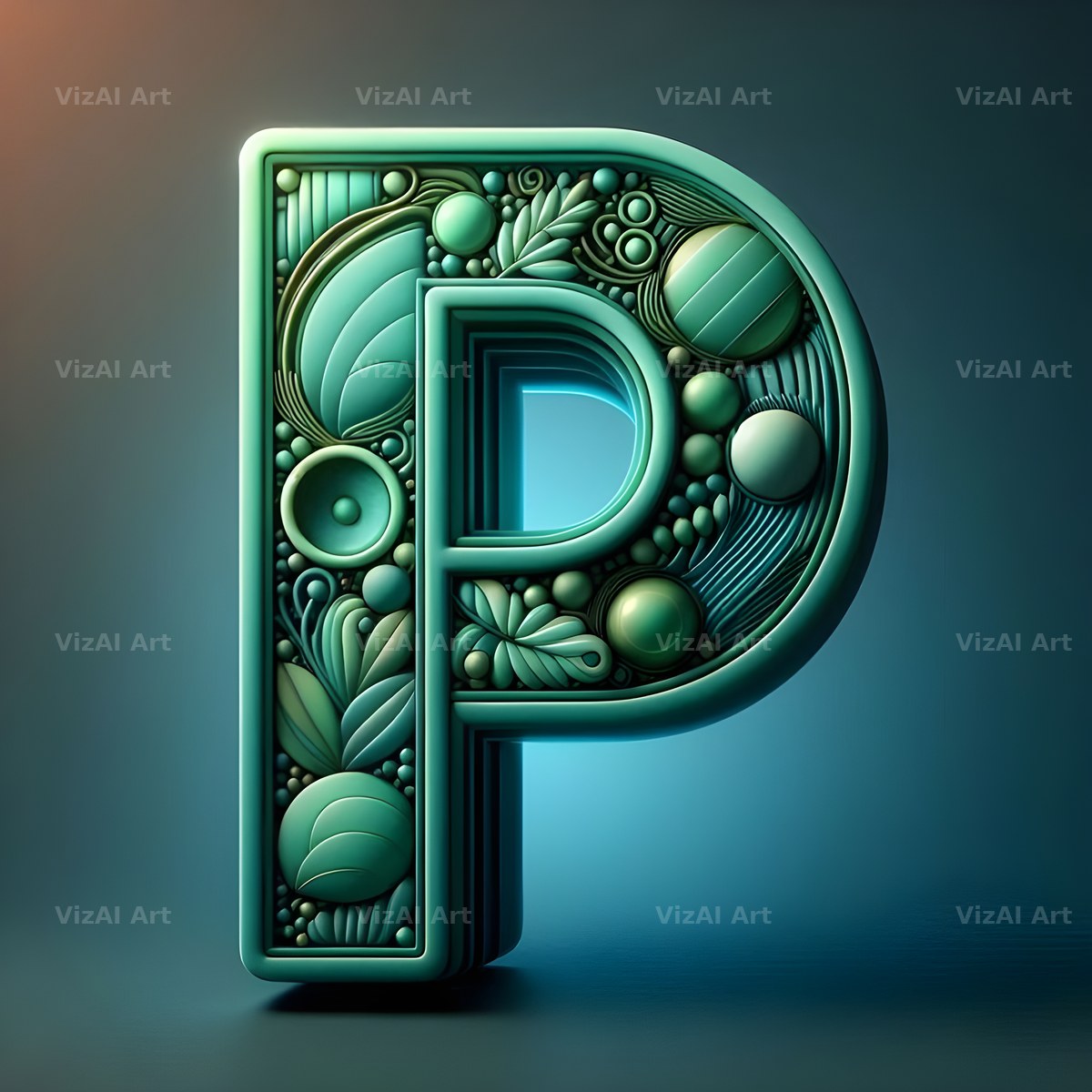 Emerald Crystal alphabet letter P