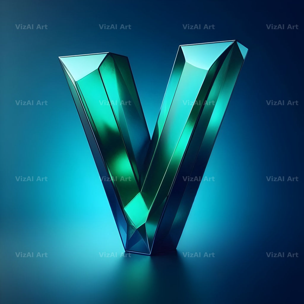Emerald Crystal alphabet letter V