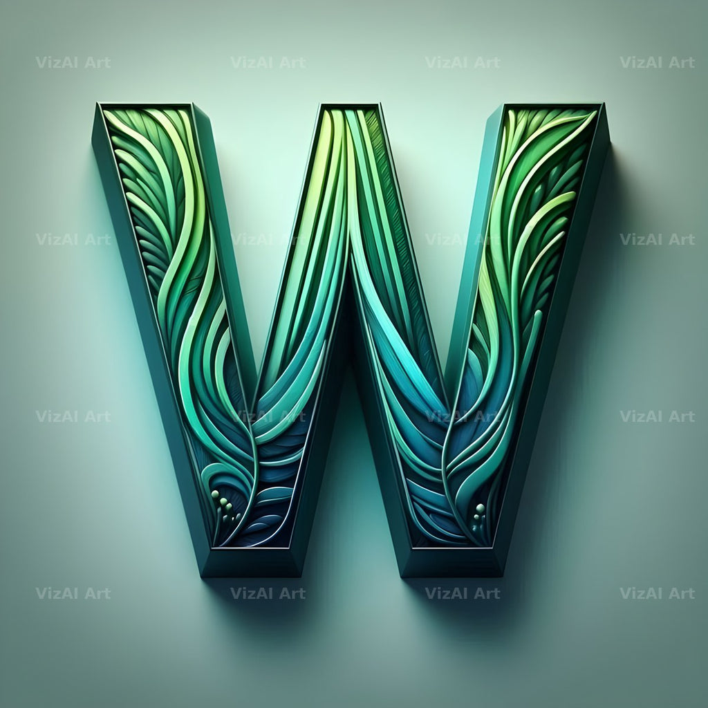 Emerald Crystal alphabet letter W