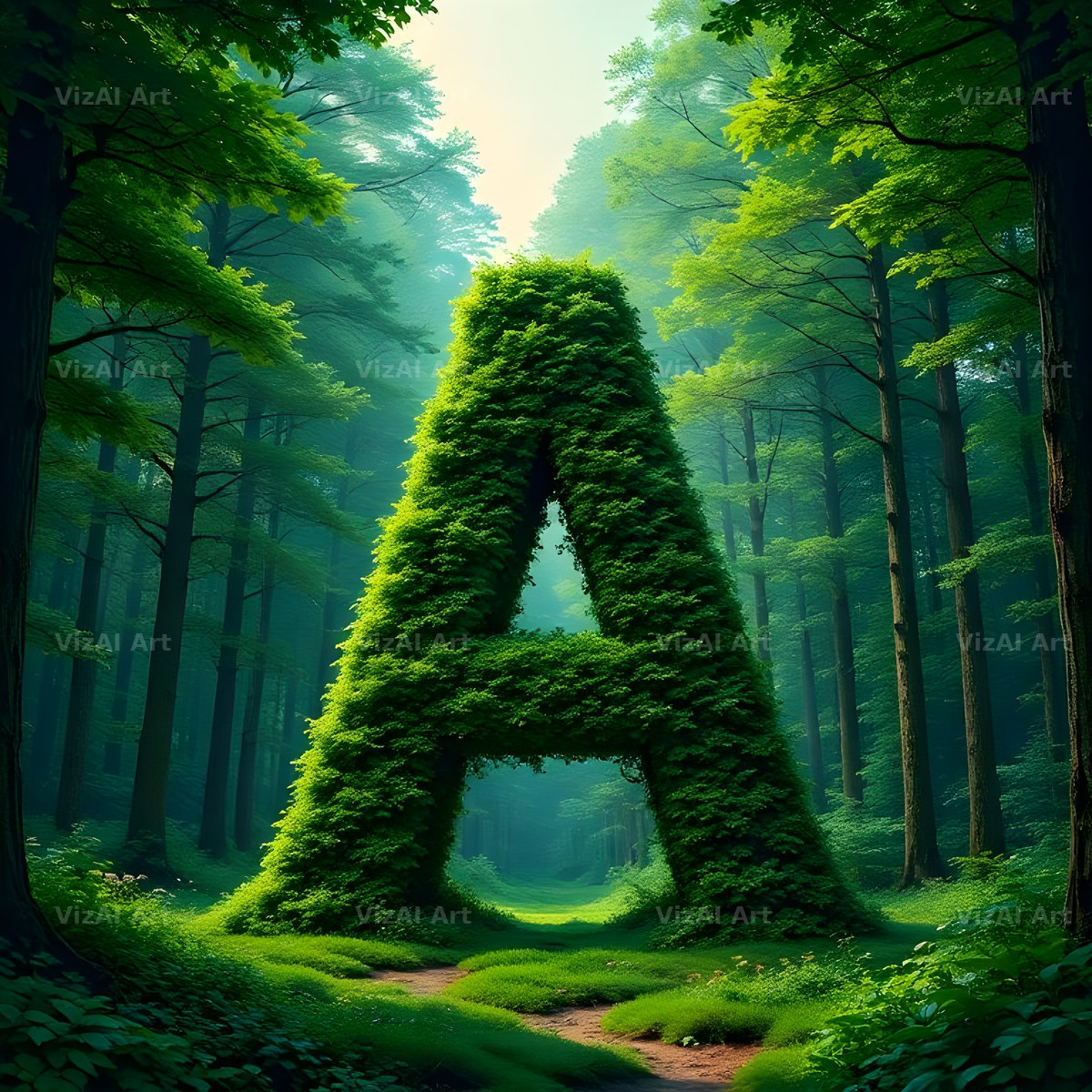 Enchanted Forest Moss alphabet letter A