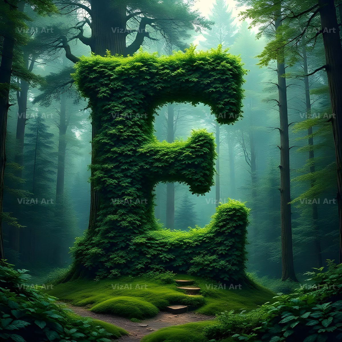 Enchanted Forest Moss alphabet letter E