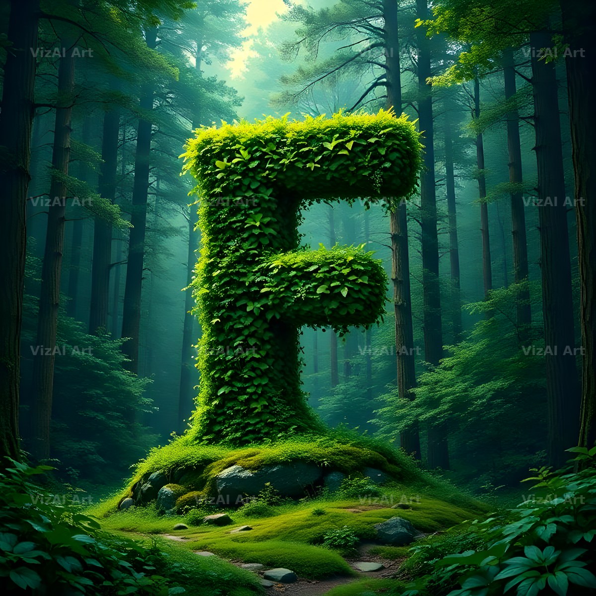 Enchanted Forest Moss alphabet letter F