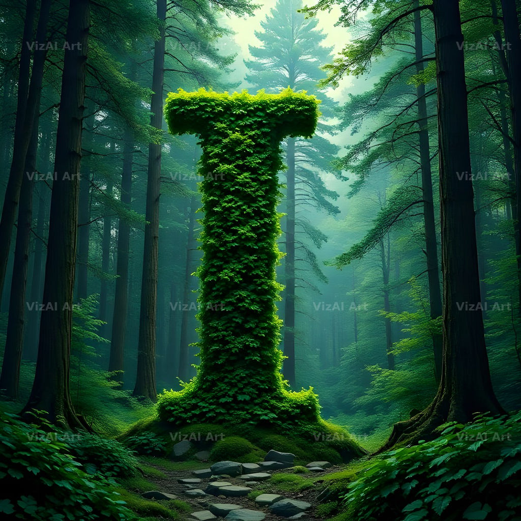 Enchanted Forest Moss alphabet letter I